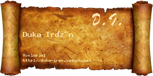 Duka Irén névjegykártya